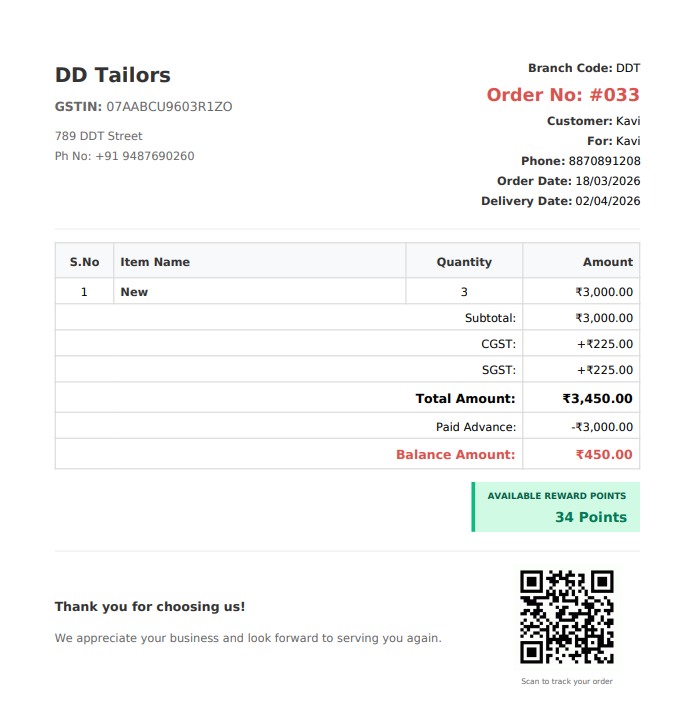 Customer Invoice