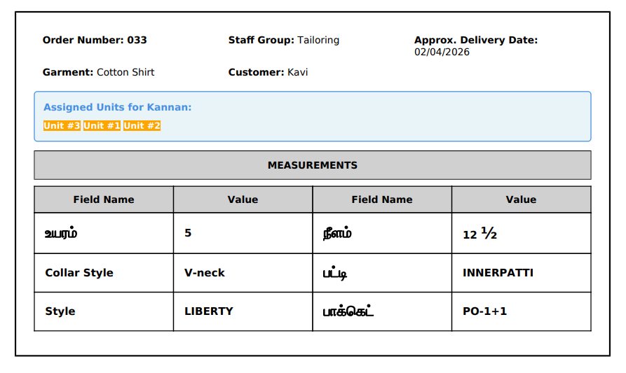 Staff Invoice with Staff Details