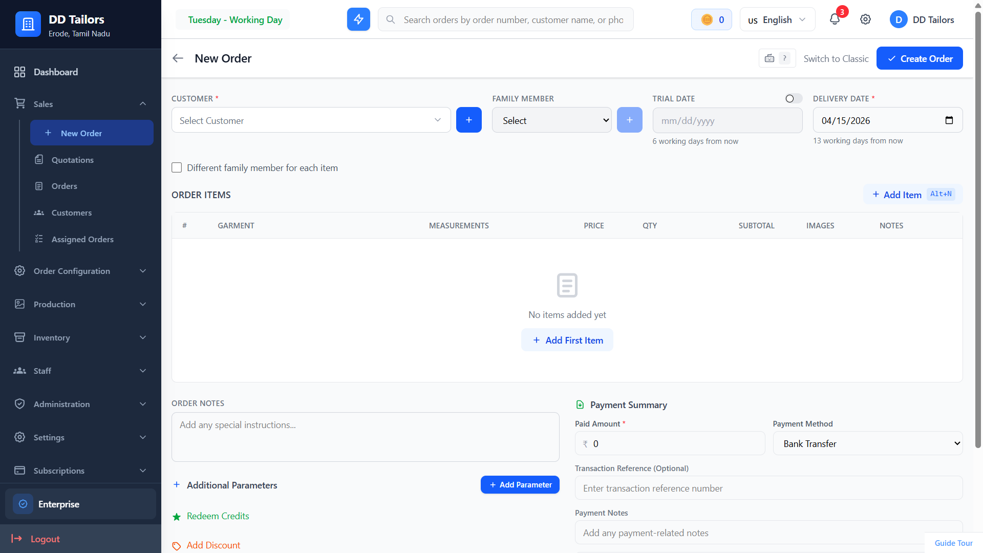 Create Order