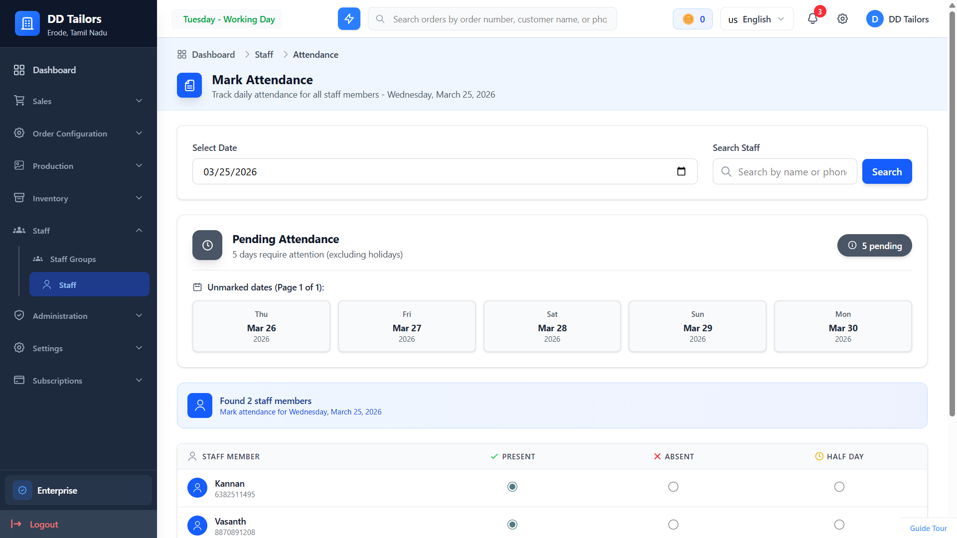 Attendance Tracking