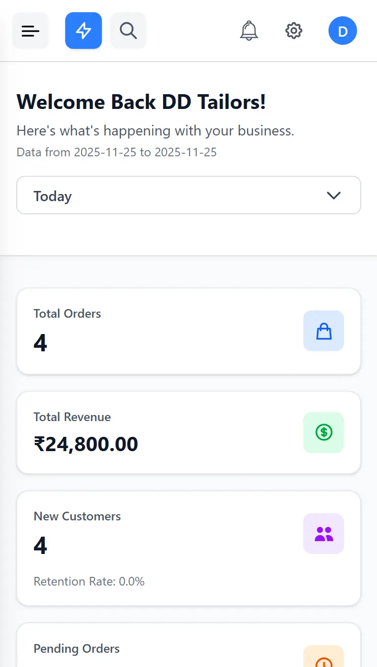 Dashboard on mobile